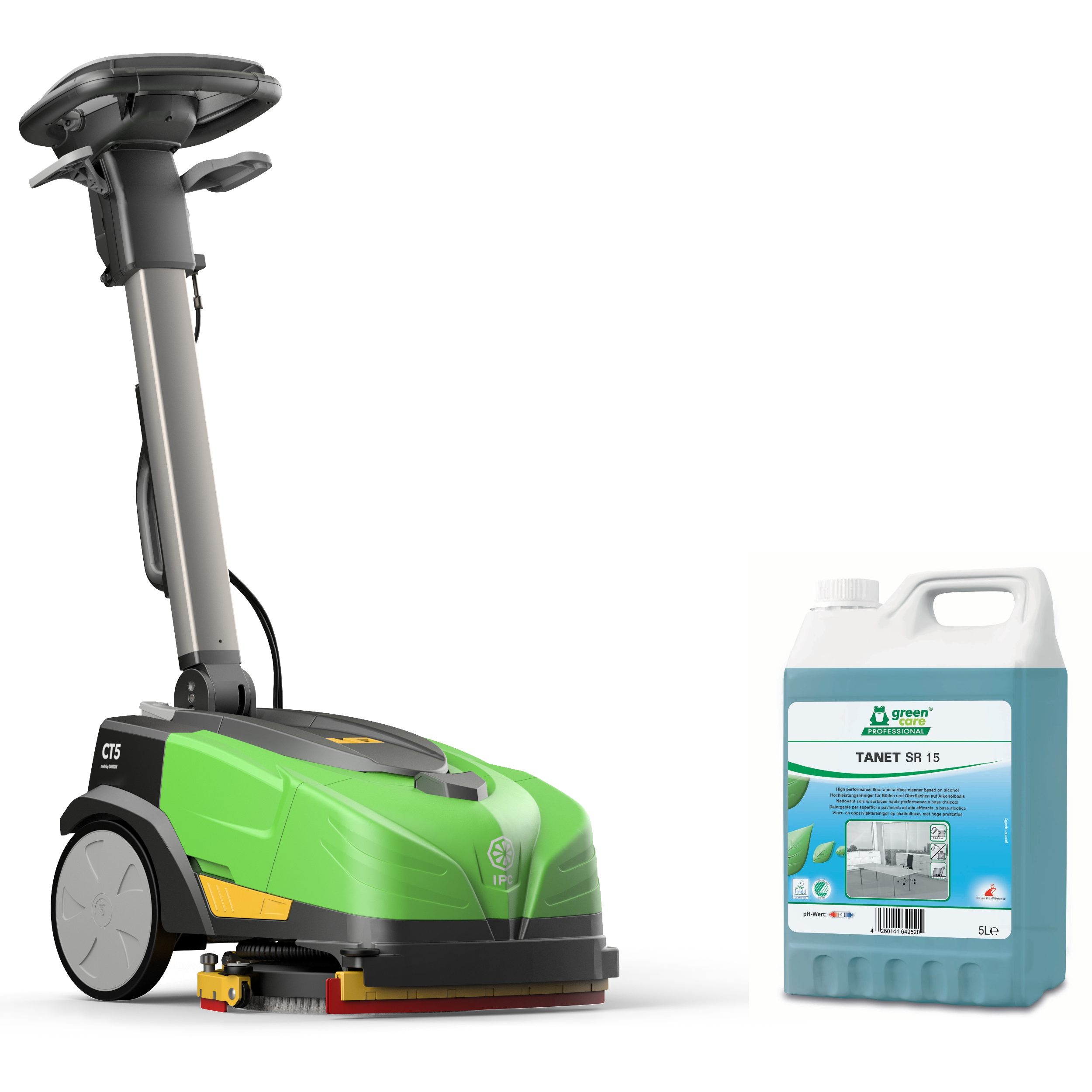 Das Eco-Set: Scheuersaugmaschine IPC-Gansow CleanTime CT5 + 5 Liter Green Care SR 15