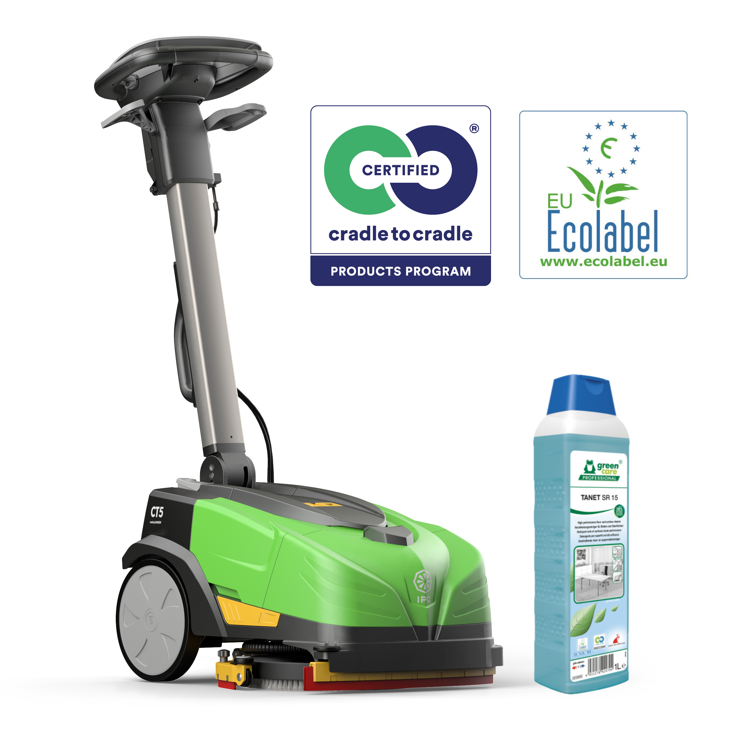 Das Eco-Set: Scheuersaugmaschine IPC-Gansow CleanTime CT5 + 1 Liter Green Care SR 15